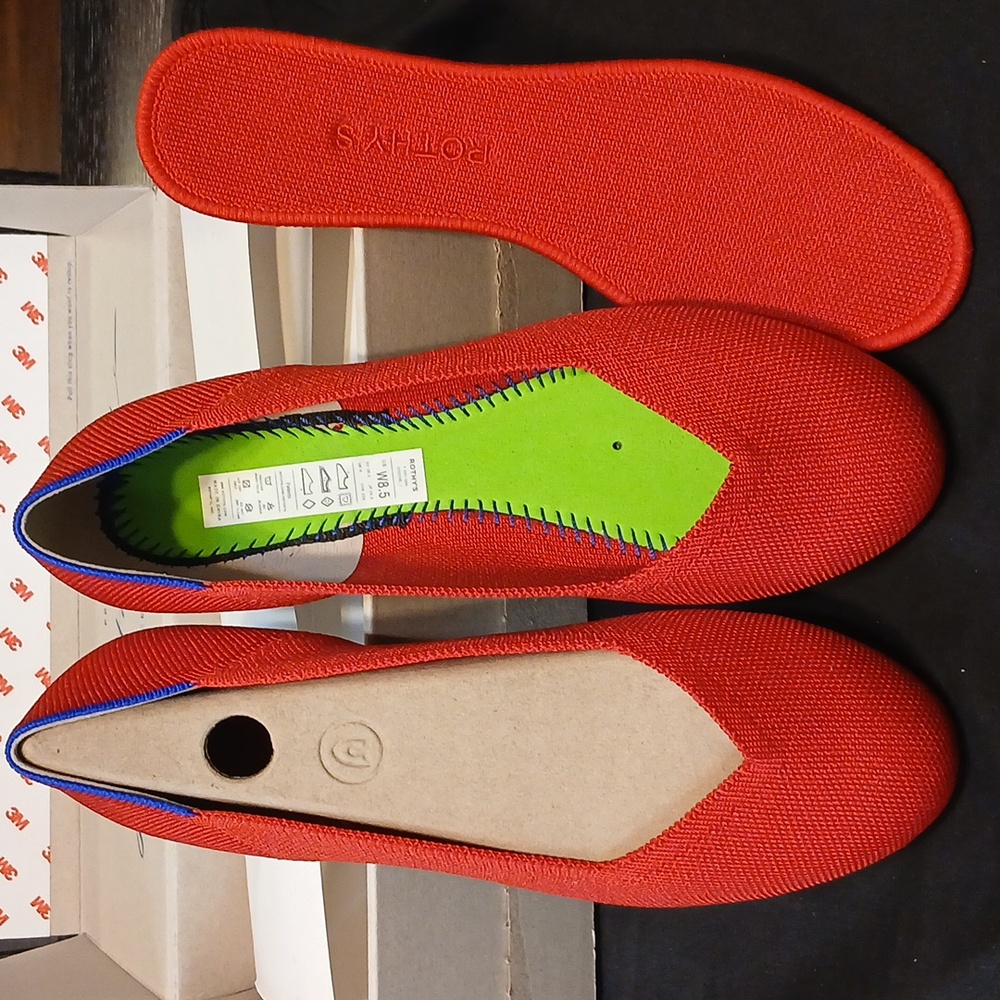 Rothy's Red Women's Flats with Blue Trim - Picture 4 of 4